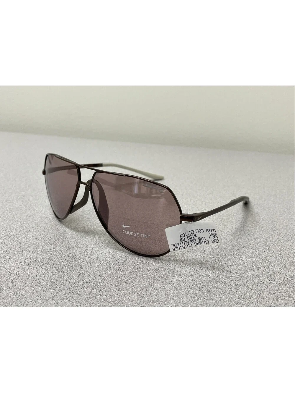 NEW NIKE OUTRIDER AVIATOR EV1086 220 BROWN W/ BROWN COURSE TINT LENS
